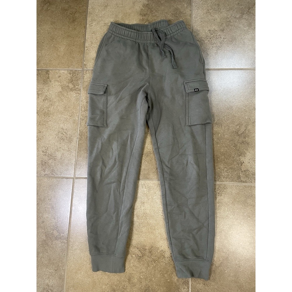 Free Assembly Mens Sz S Cargo Fleece Joggers Olive green Sweatpants